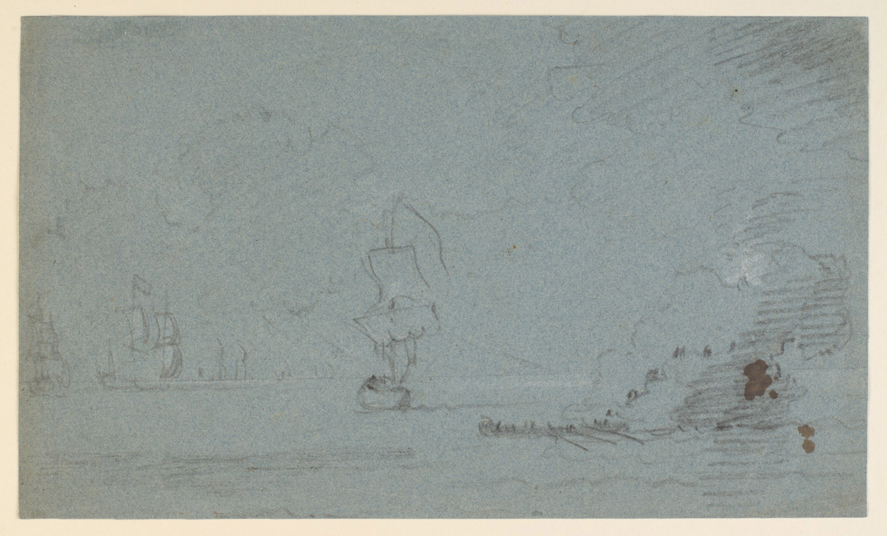 PAE5308; A vessel near the coast with people landing (recto)