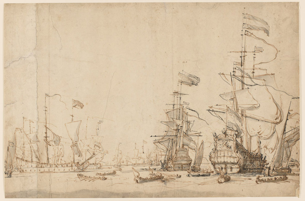 PAH3904; A Council of War in the Dutch fleet? May 1665 (recto)