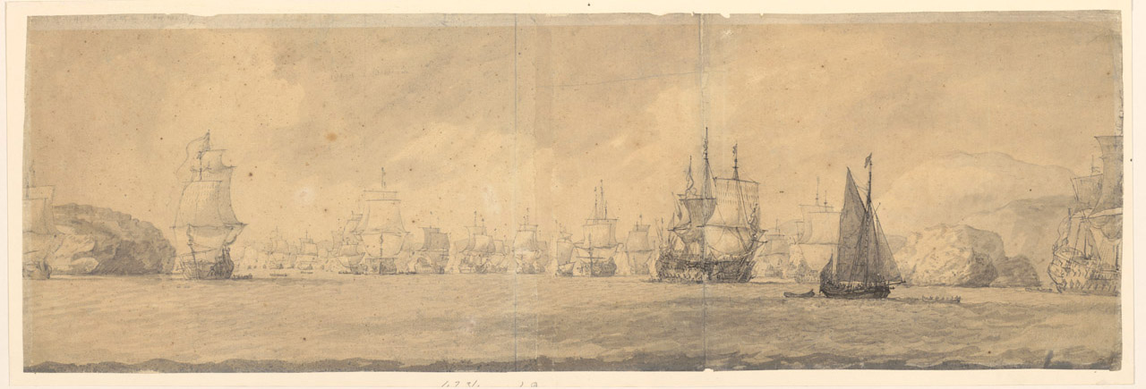 PAJ2518; The Dutch Indiamen sailing towards Bok op Raa (Bjaelkero), 25 August-4 September 1665 (recto)