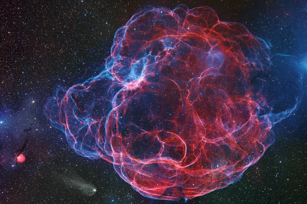 Pink and blue swirling nebula