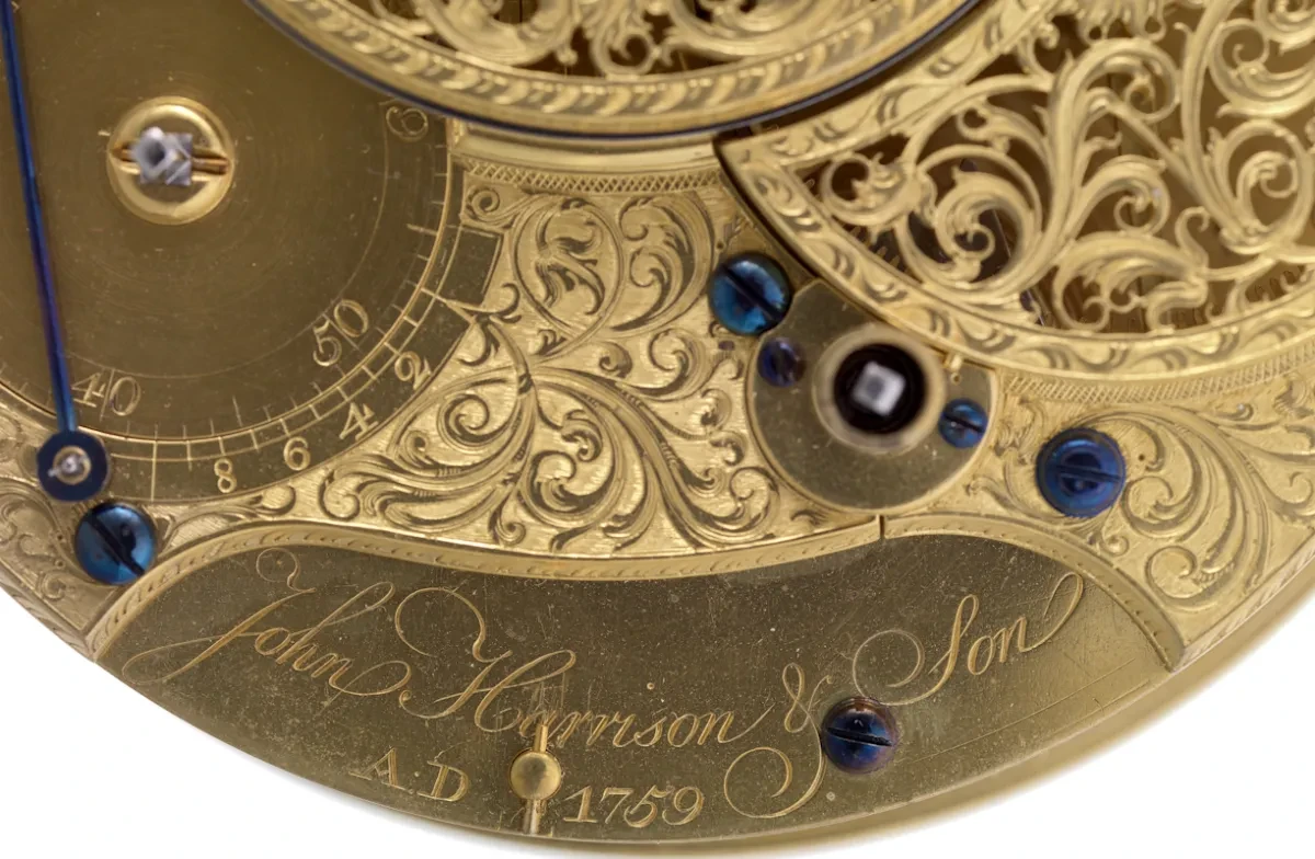 Close-up of Harrison's marine timekeeper H4. 