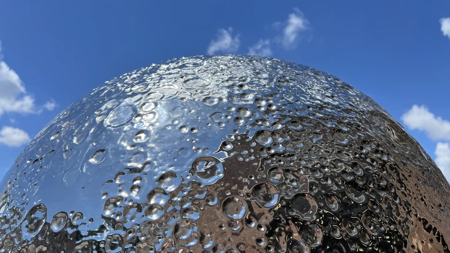 Photo of art piece of a mirrored moon